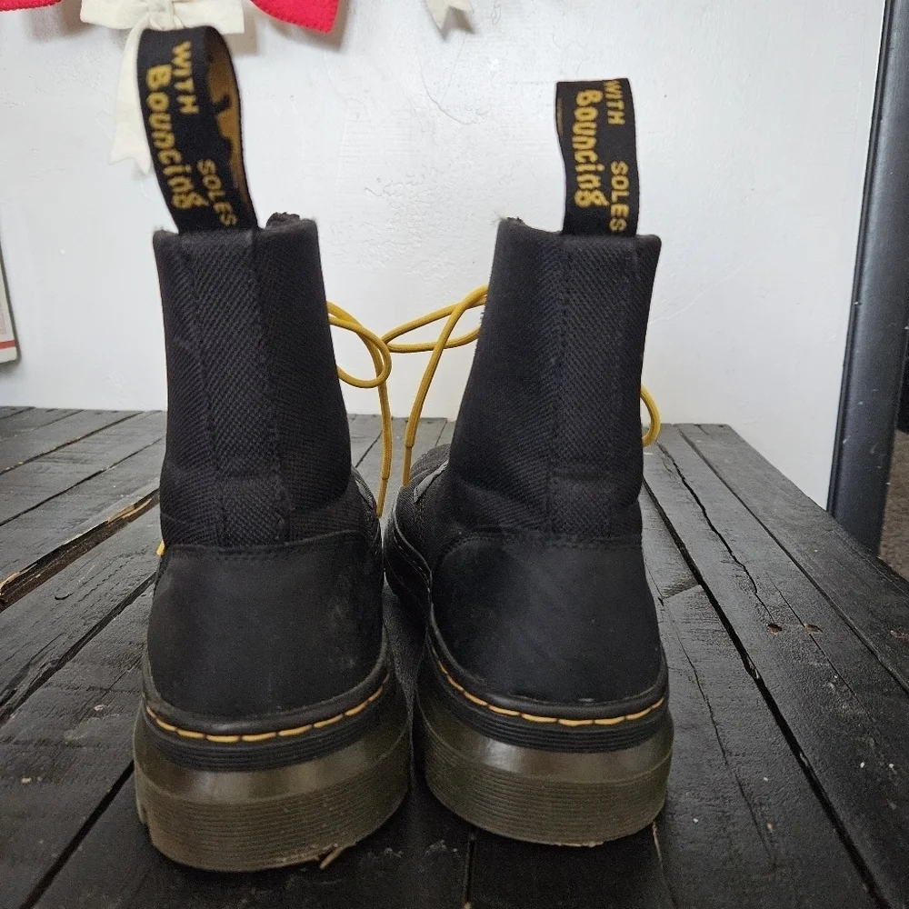 Dr. Martens Men's 11 Black Yellow High-Top Boots Chunky Sole Combat Work Utility